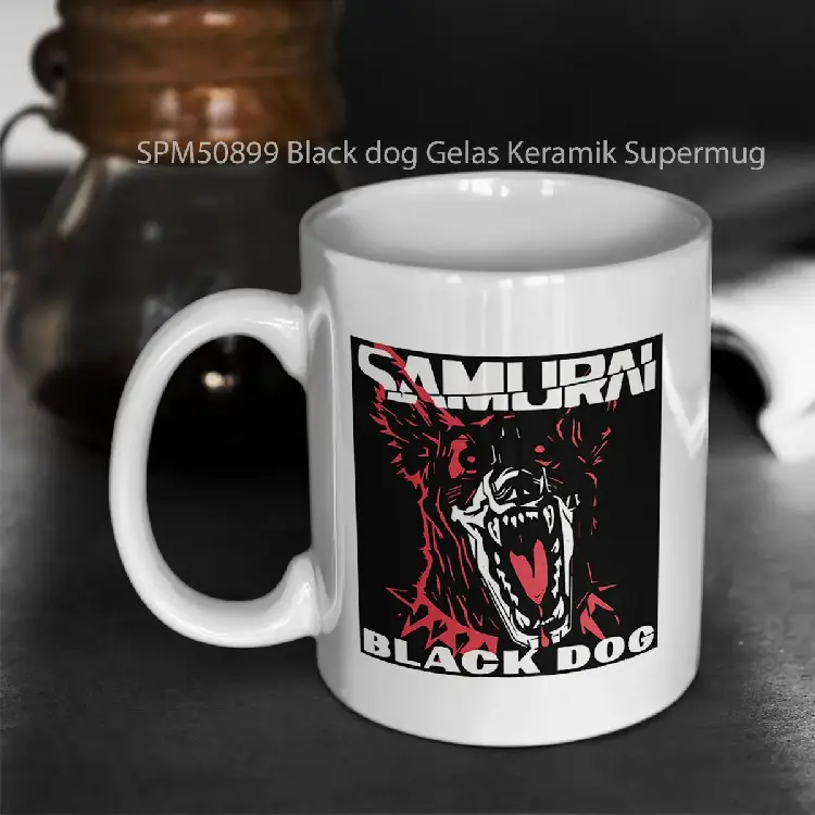 SPM50899 Black dog Gelas Keramik Supermug
