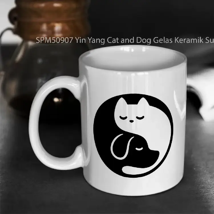 SPM50907 Yin Yang Cat and Dog Gelas Keramik Supermug