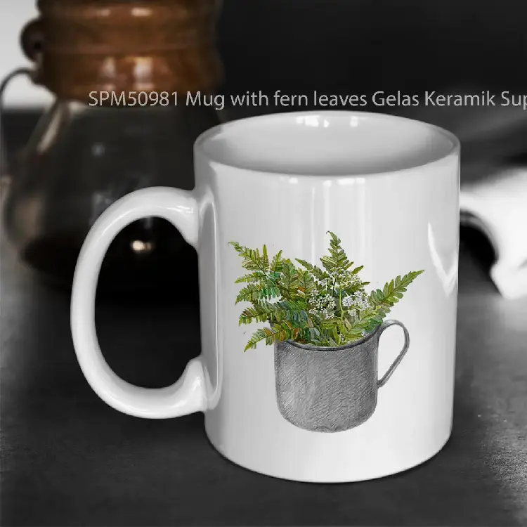 SPM50981 Mug with fern leaves Gelas Keramik Supermug