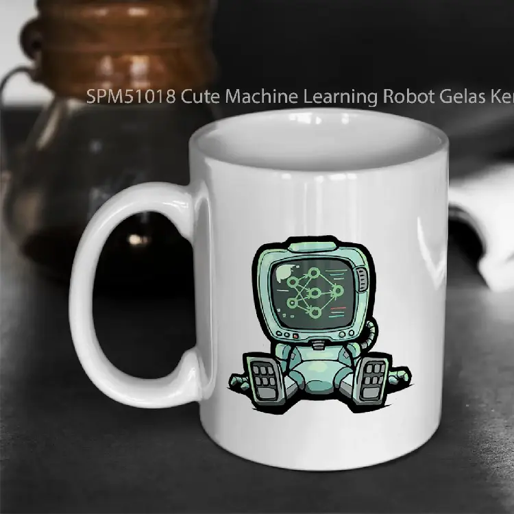 SPM51018 Cute Machine Learning Robot Gelas Keramik Supermug