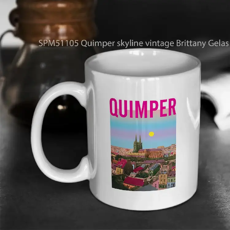 SPM51105 Quimper skyline vintage Brittany Gelas Keramik Supermug