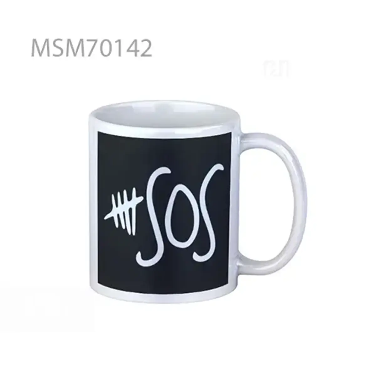 5sos white on black Super Mug