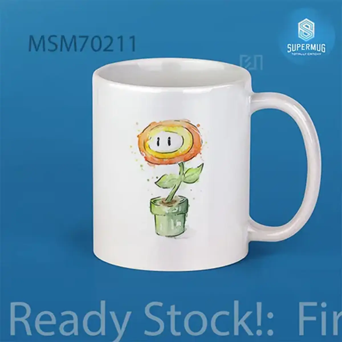 Fireflower Watercolor Painting SuperMario Super Mug