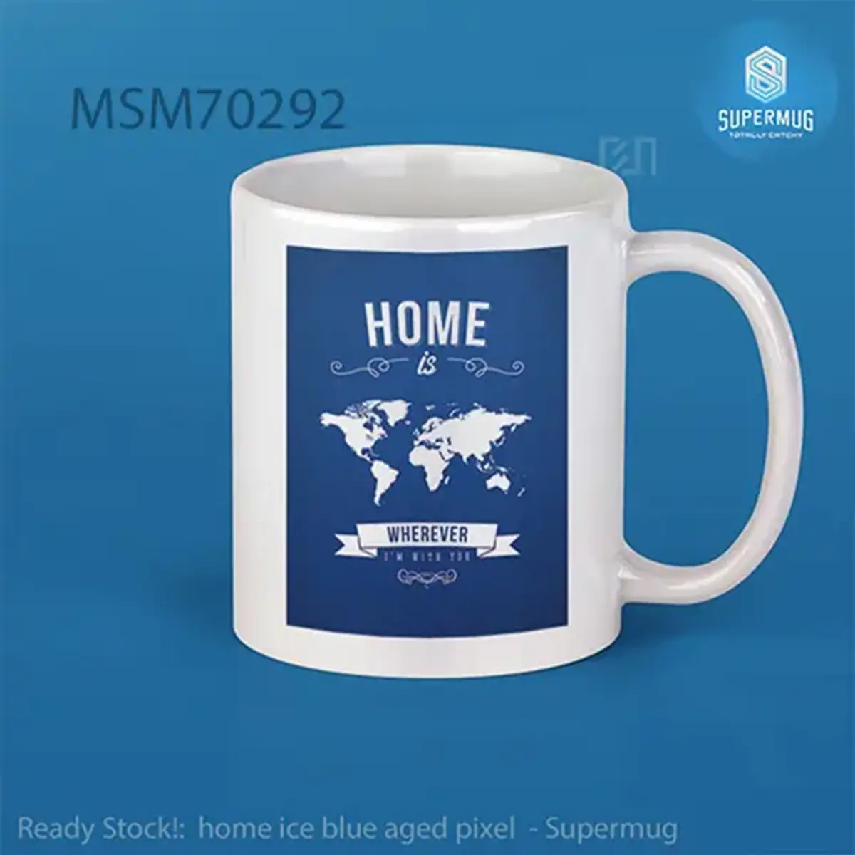 home ice blue aged pixel Super Mug