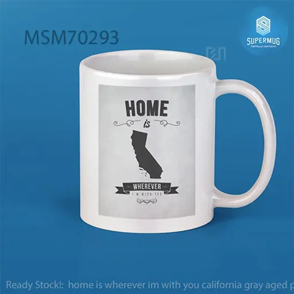 home is wherever im with you california gray aged pixel Super Mug