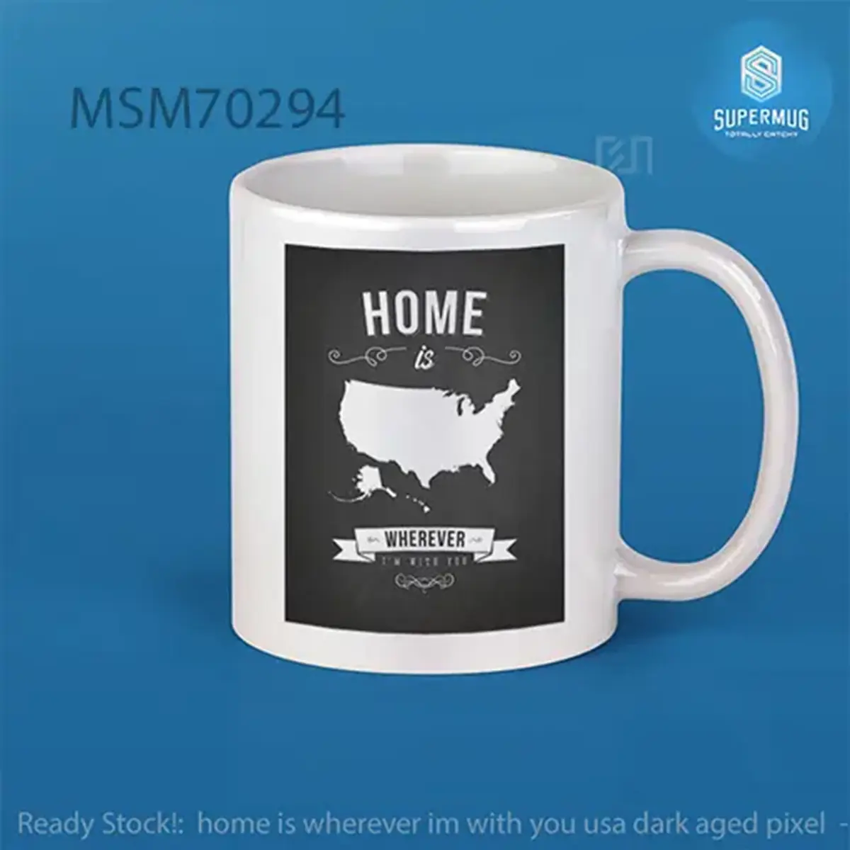 home is wherever im with you usa dark aged pixel Super Mug