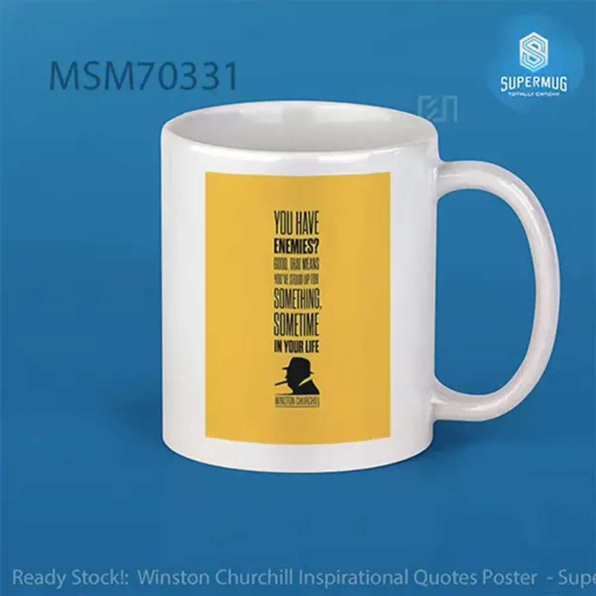 Winston Churchill Inspirational Quotes Poster Super Mug