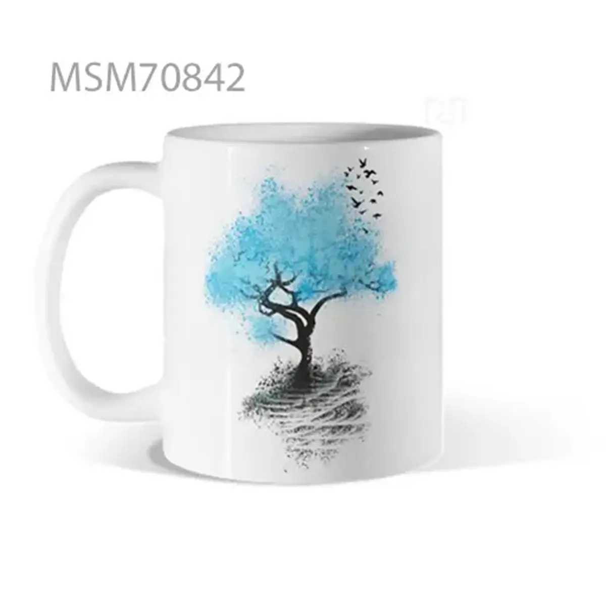 Blue Tree & Flying Birds Mug