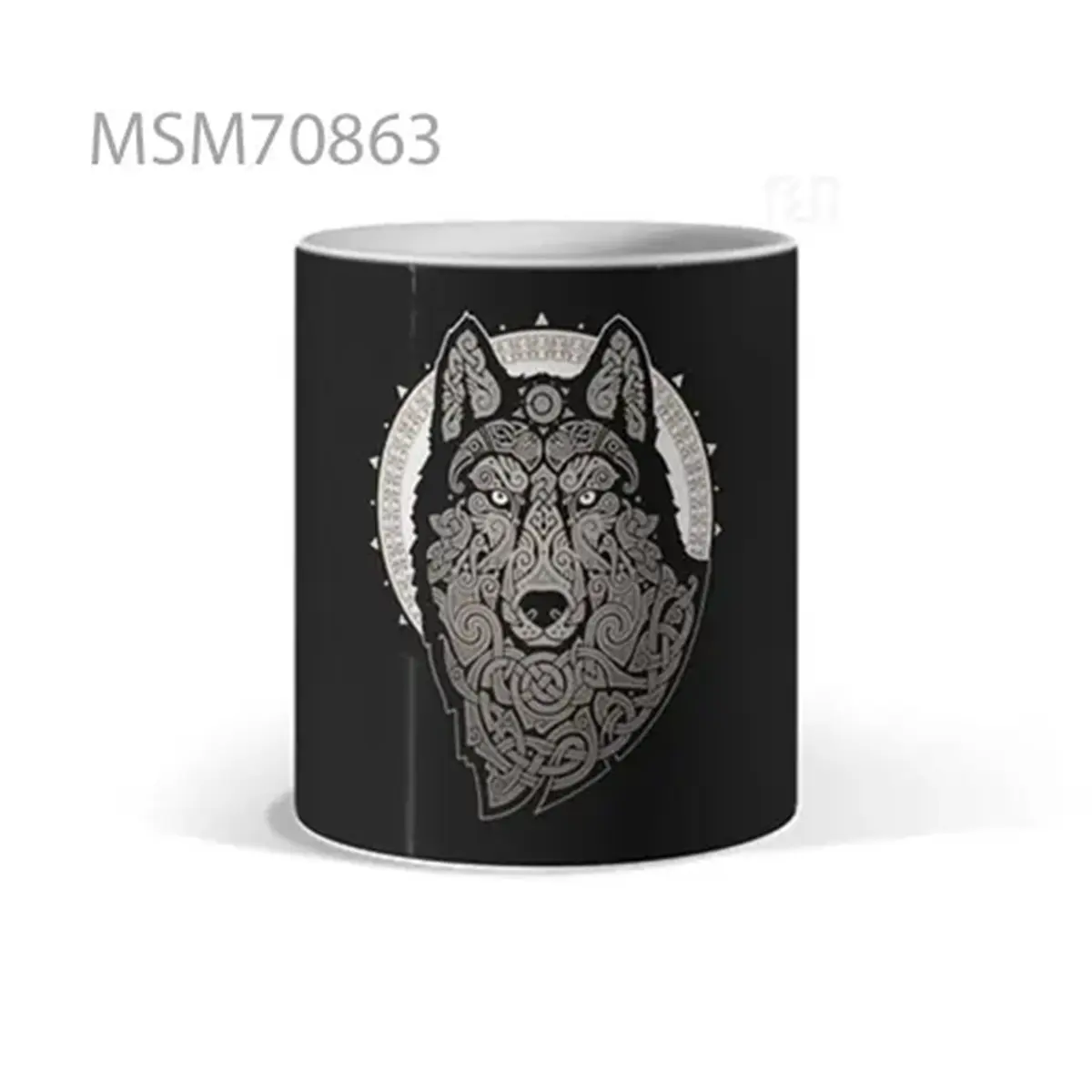 Lone Wolf Head Black Mug