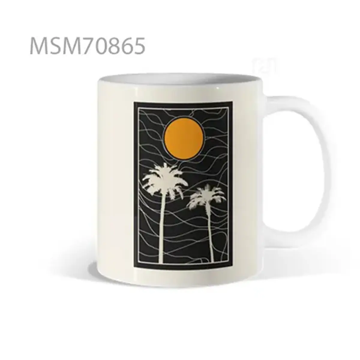 Sunset Palm Island Black Mug