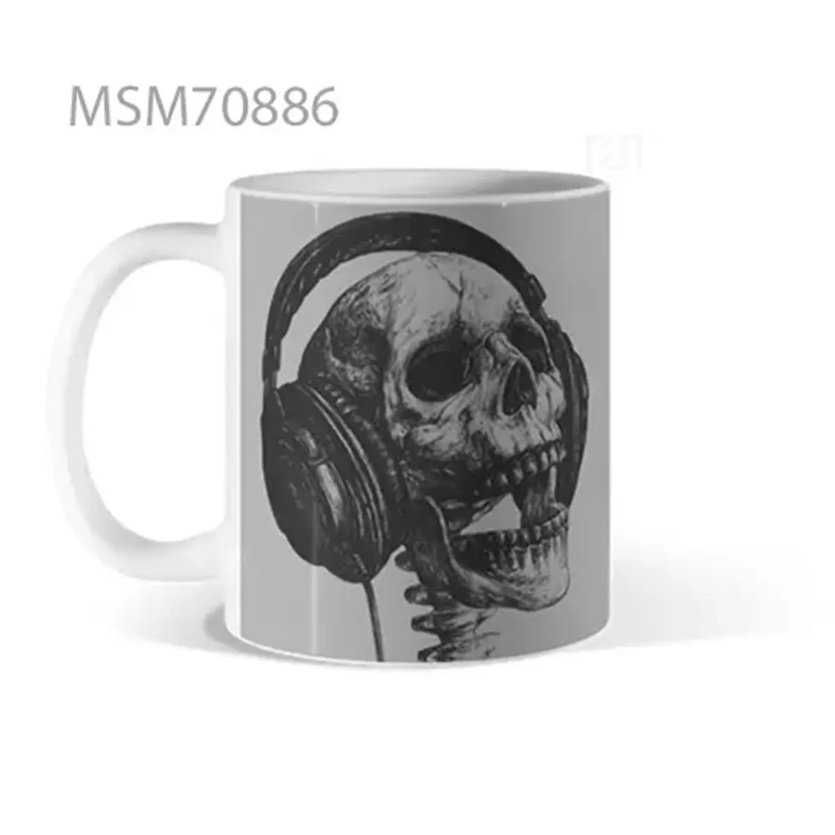 Skull with Headphones Monochrome Mug