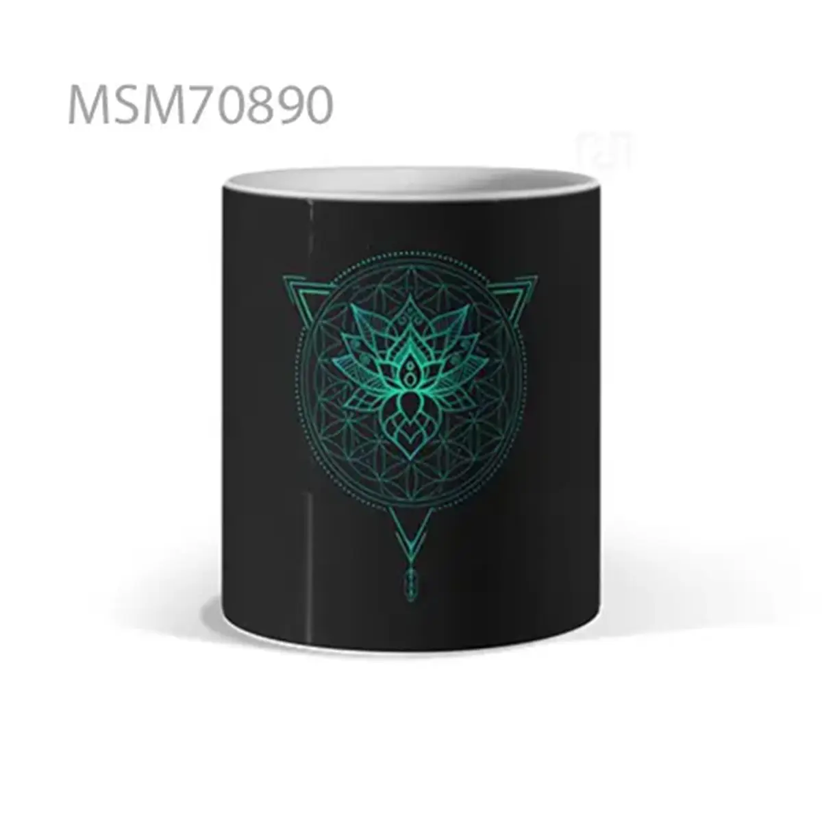 Teal Geometry Maze Black Mug