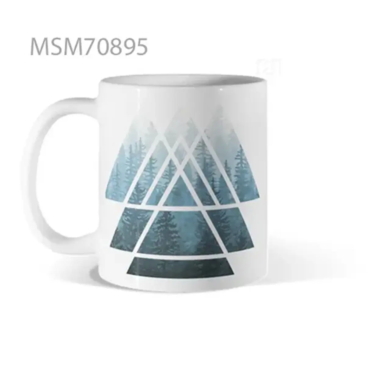 Blue Tree Triangle Pattern Mug