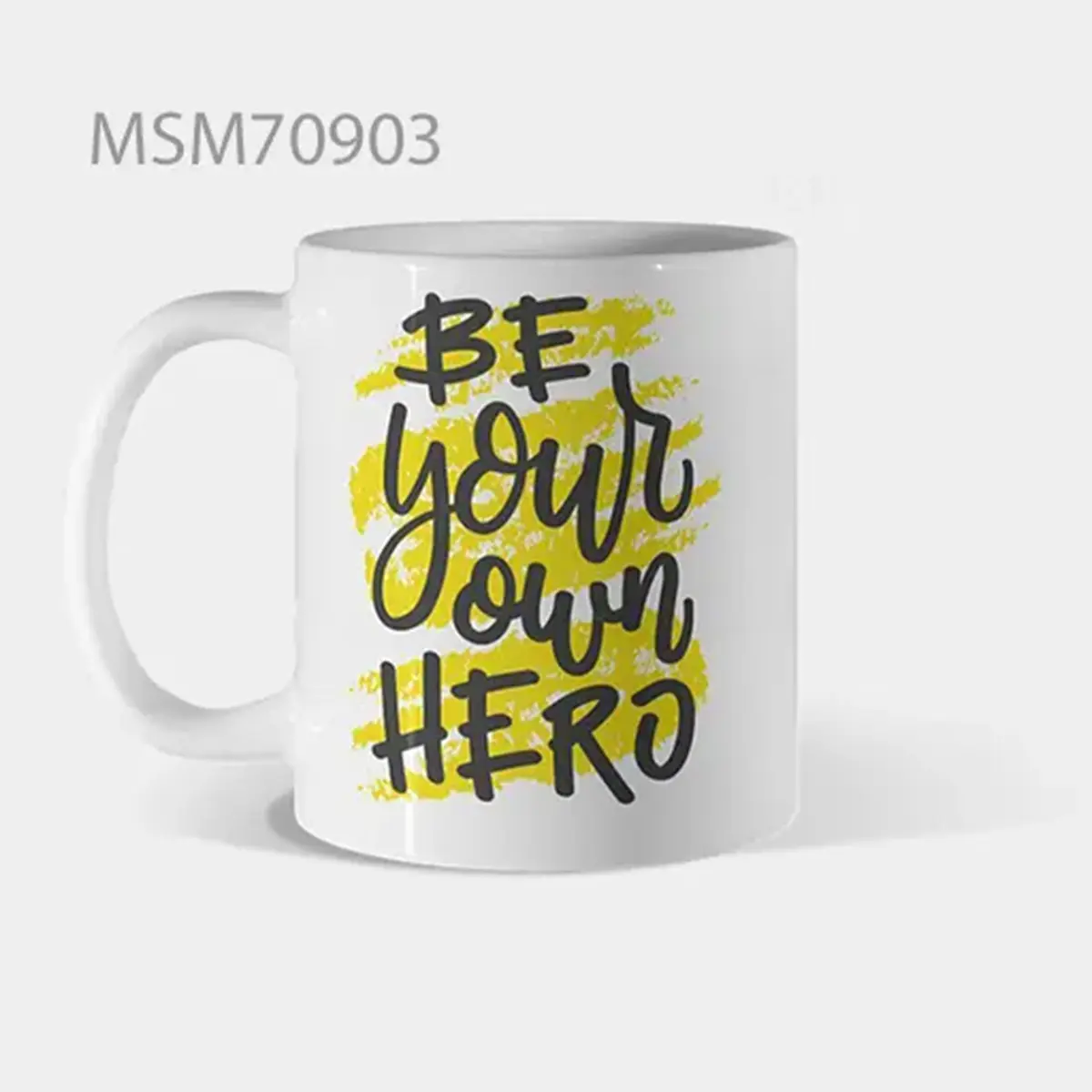Be Your Own Hero Yellow Text Mug