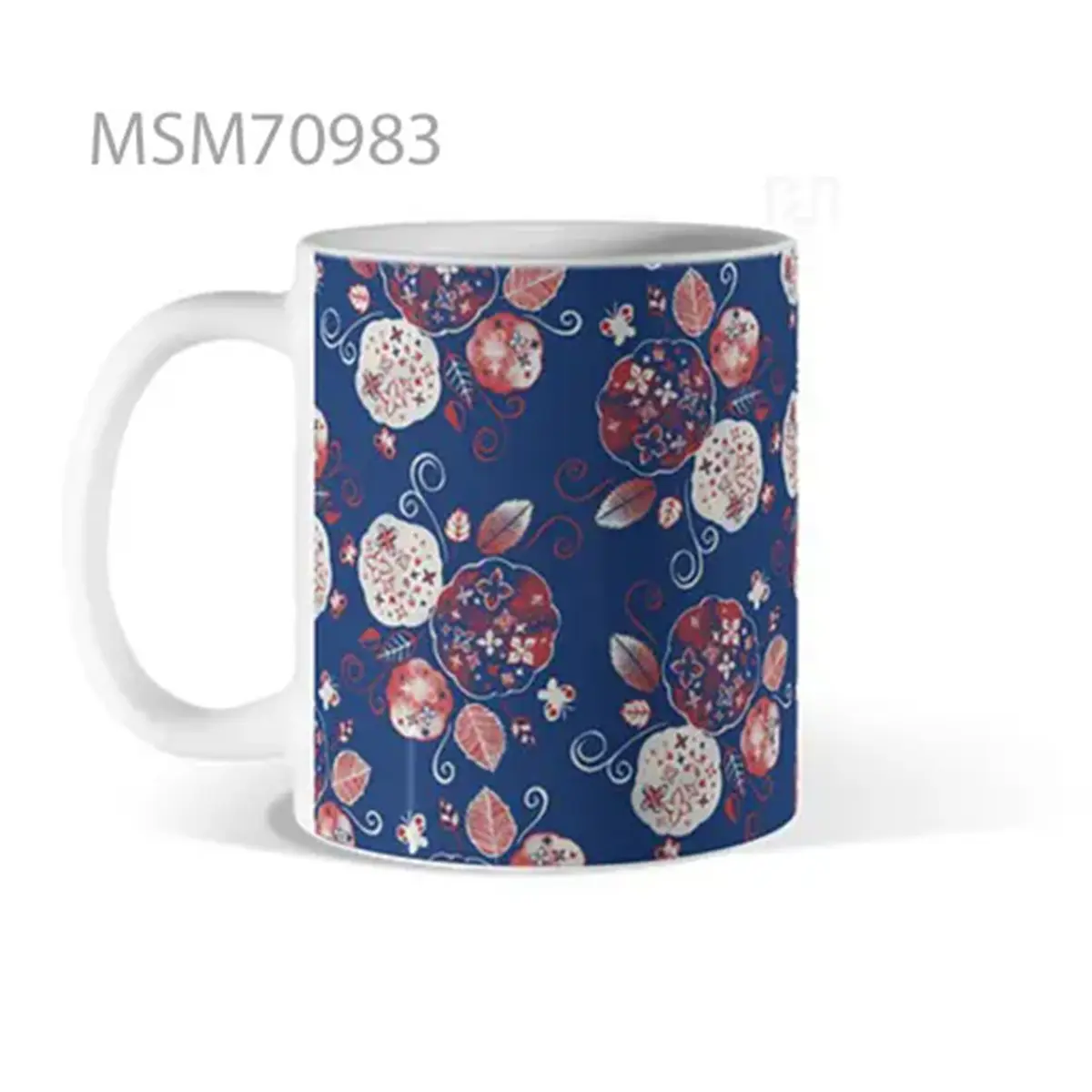 Blue Floral Noir Pattern Mug