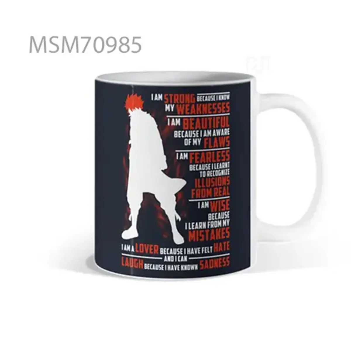 Dark Character Red Text Mug
