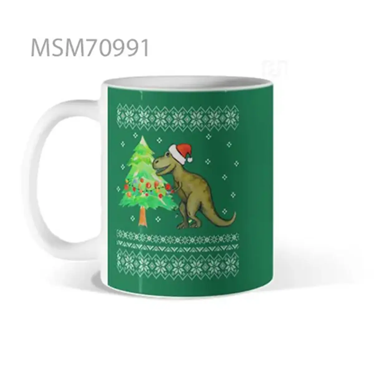 Dino Christmas Tree Green Mug