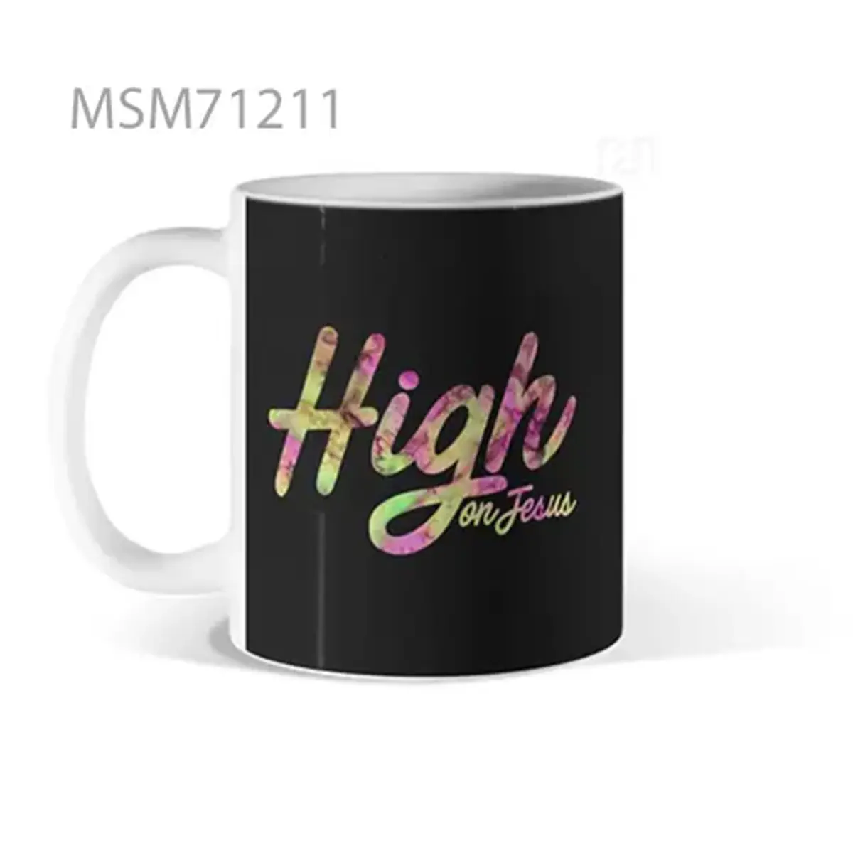 HIGH in Technicolor Typography Mug