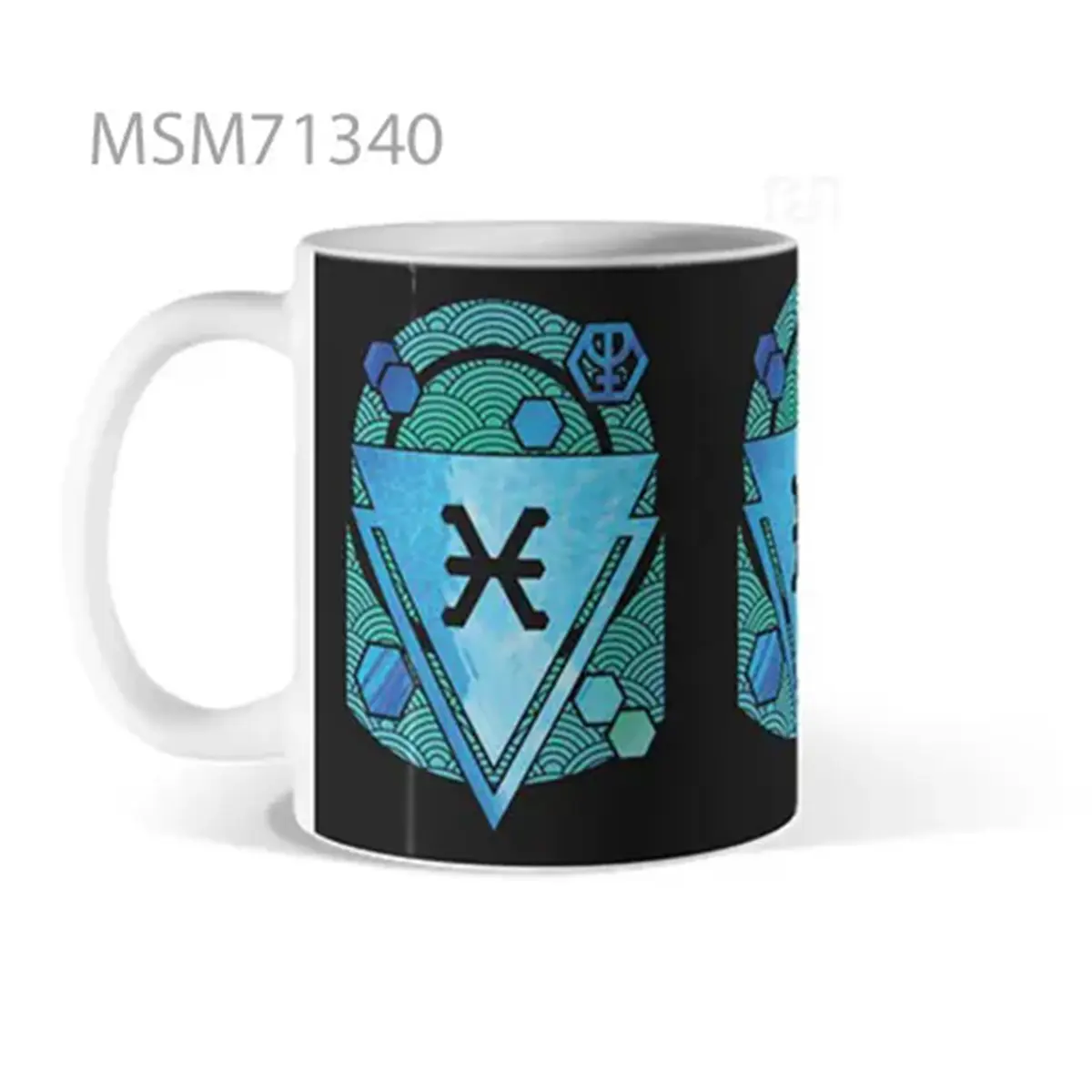 Futuristic Neon Pisces Symbol Mug