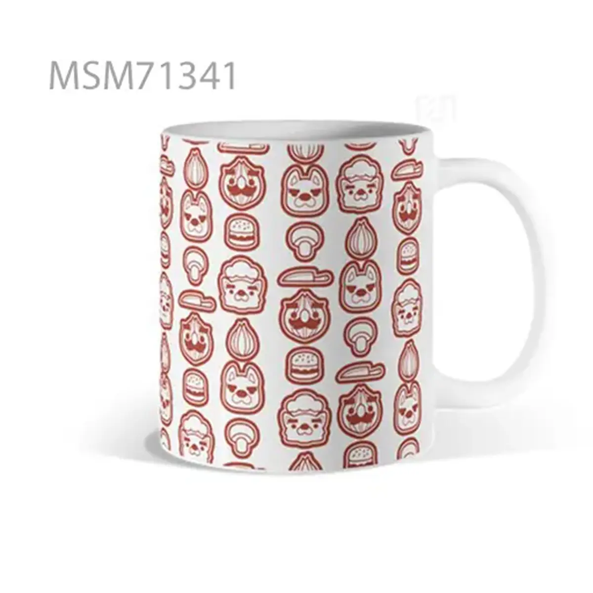 Red Patterned Faces Mug