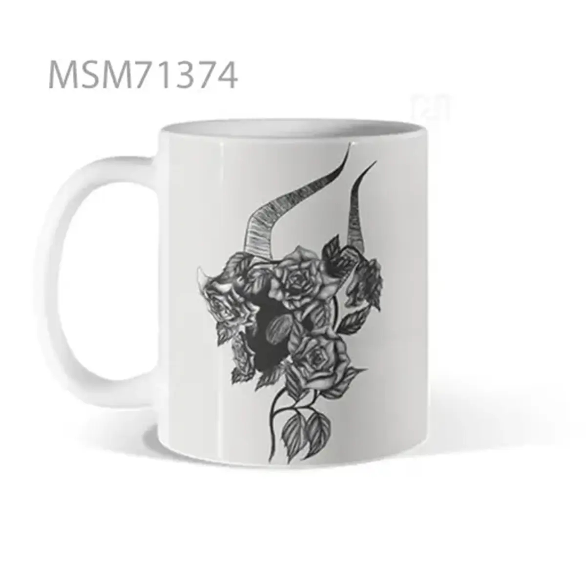 Flowing Ink Skull Rose Mug