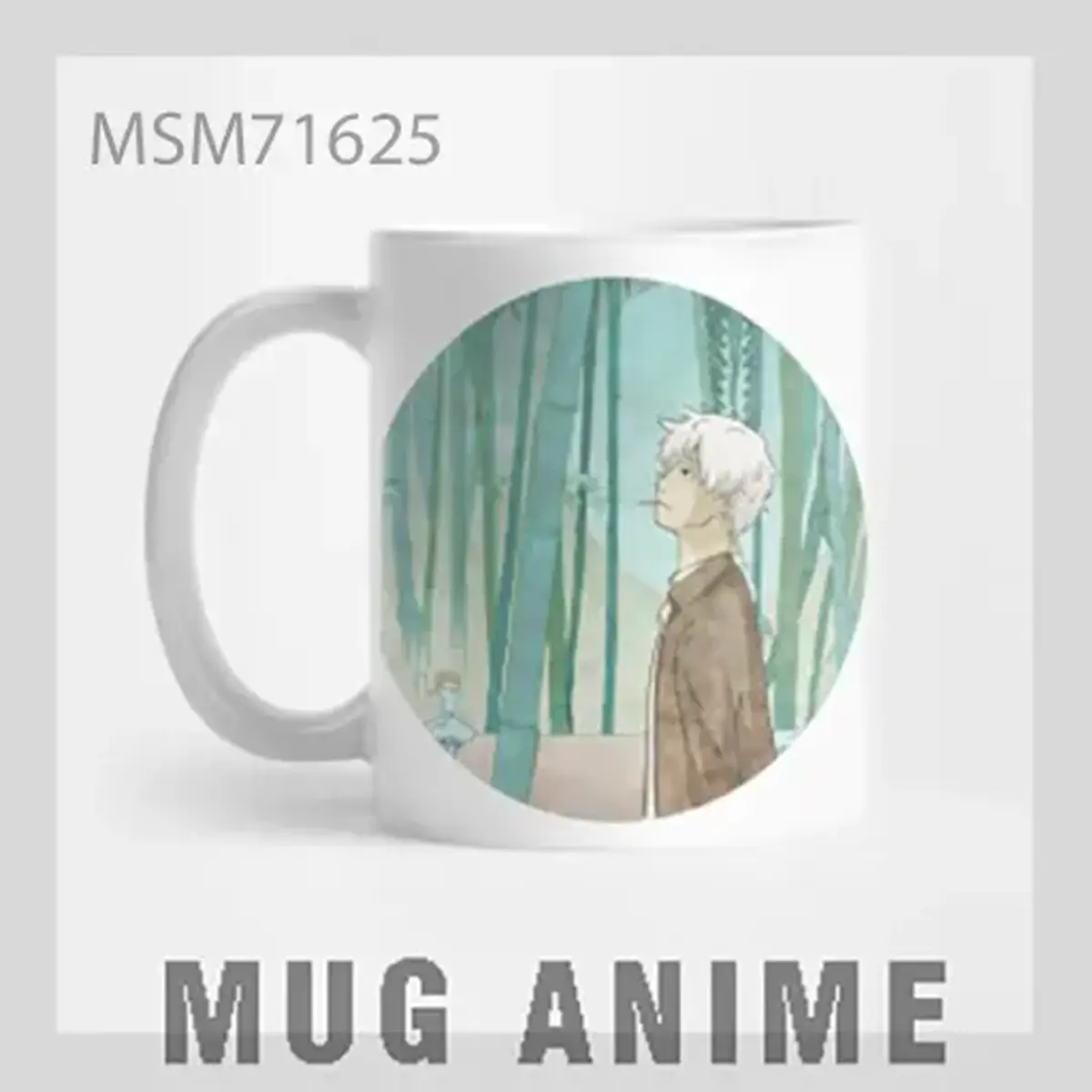 White Haired Anime Character Mug