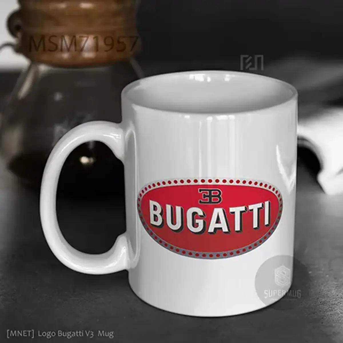 Bugatti V2/V3 Logo Mobil – Ikon Super Mug