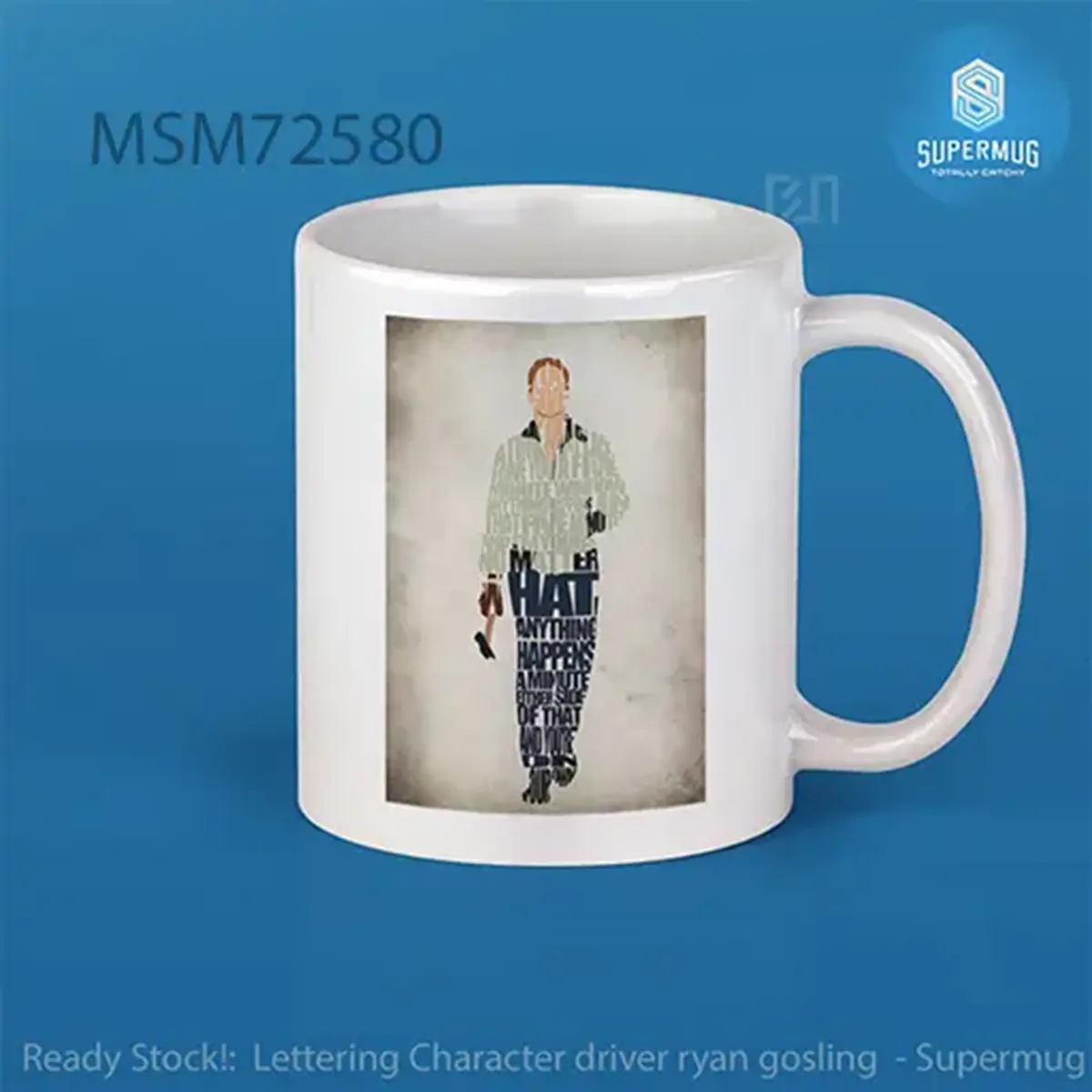 Desain Lettering Character Driver (Ryan Gosling) – Super Mug