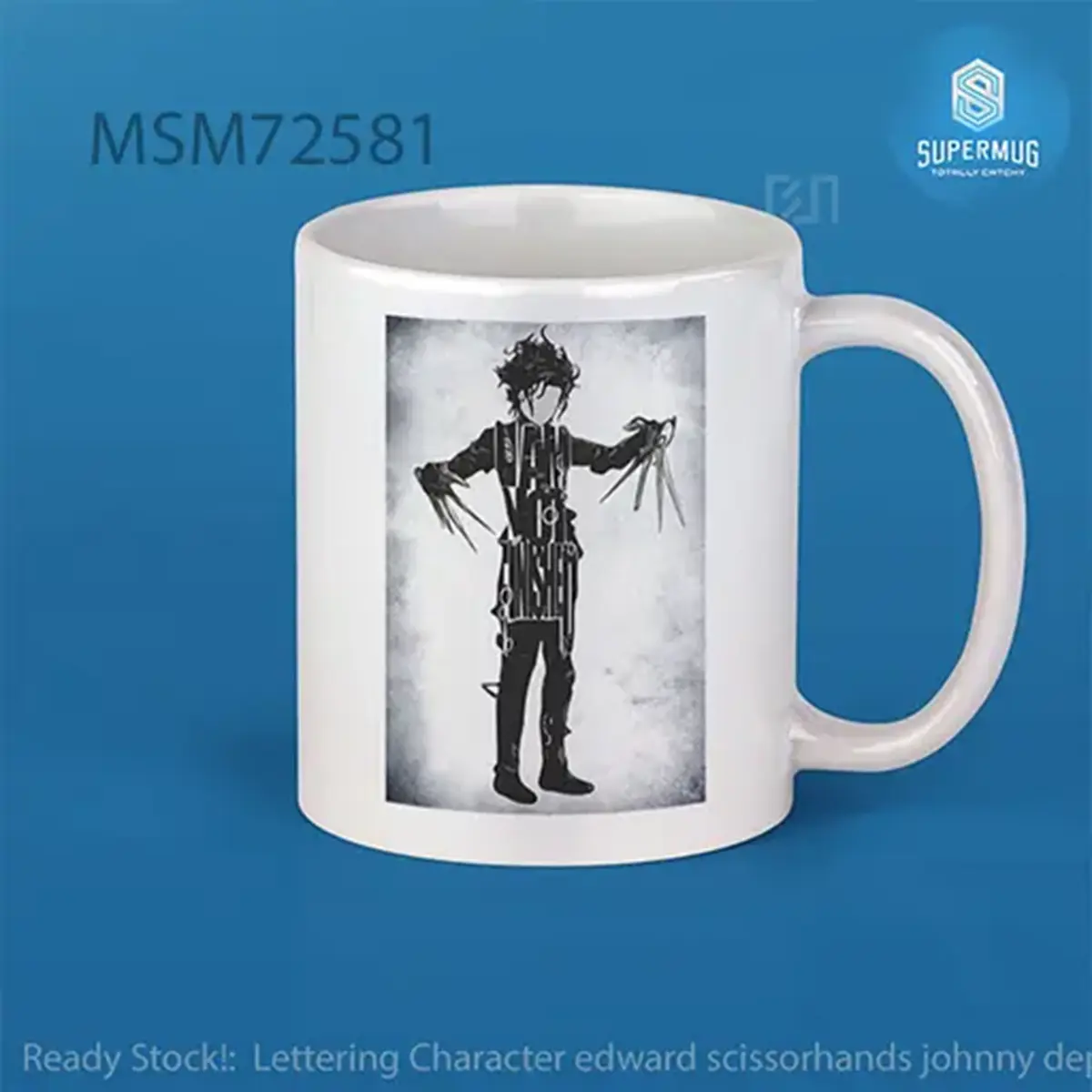 Desain Lettering Character Edward Scissorhands (Johnny Depp) – Super Mug