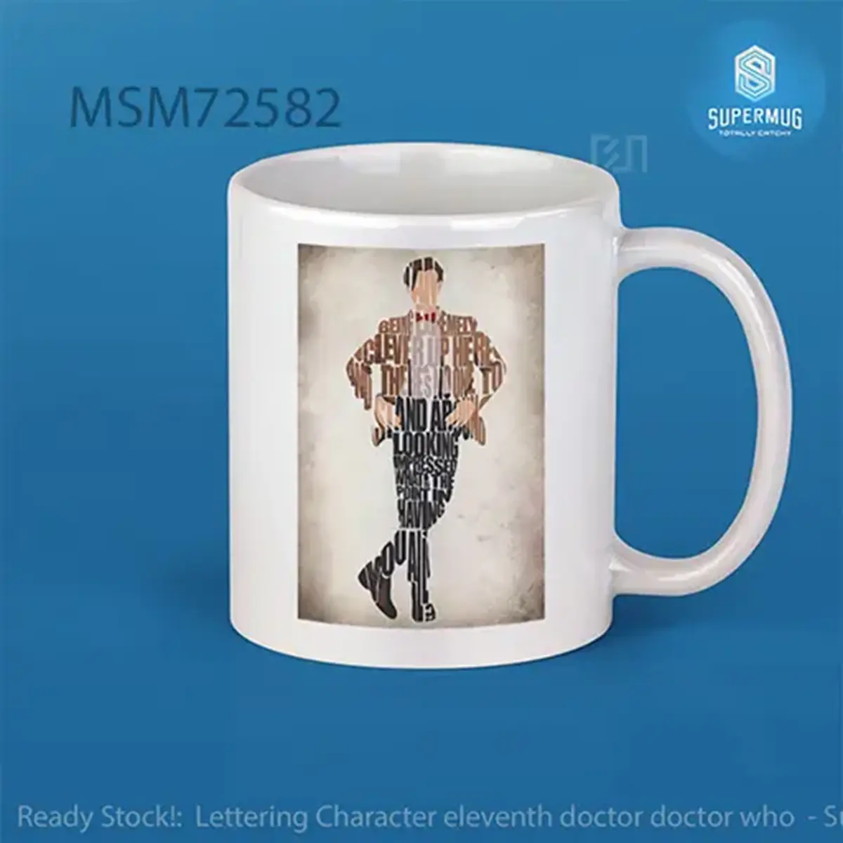Desain Lettering Character Eleventh Doctor (Doctor Who) – Super Mug