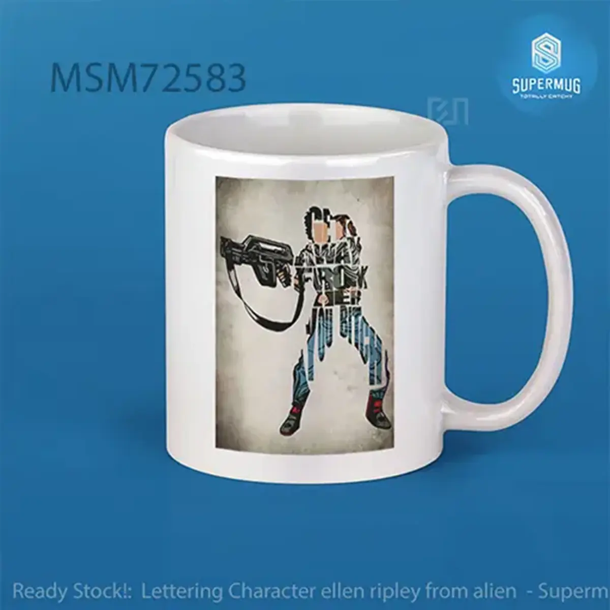 Desain Lettering Character Ellen Ripley (from Alien) – Super Mug
