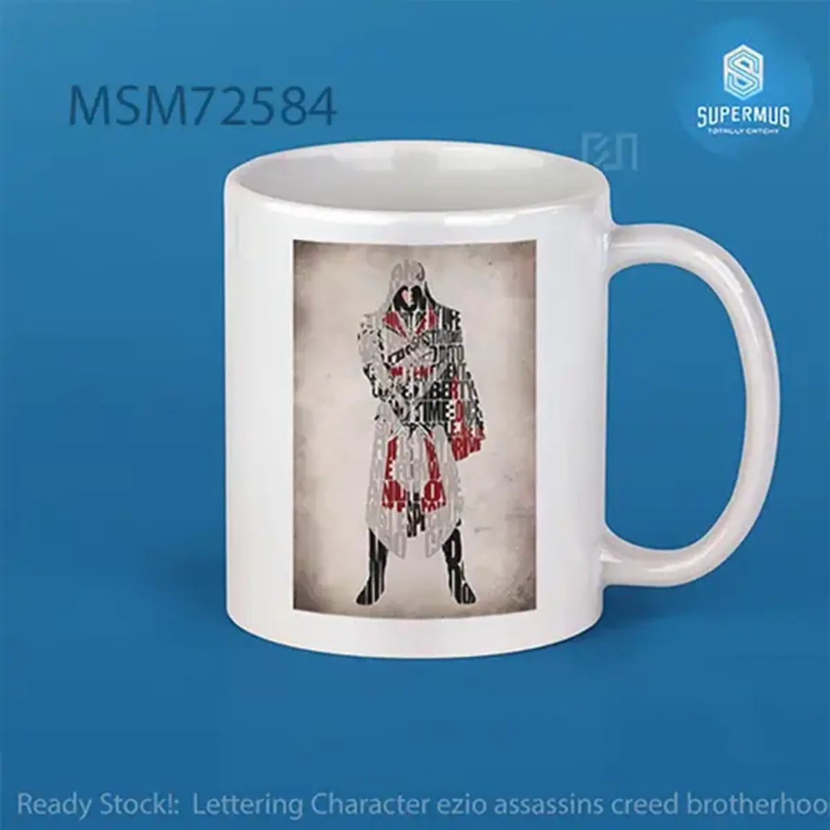 Desain Lettering Character Ezio (Assassin's Creed Brotherhood) – Super Mug