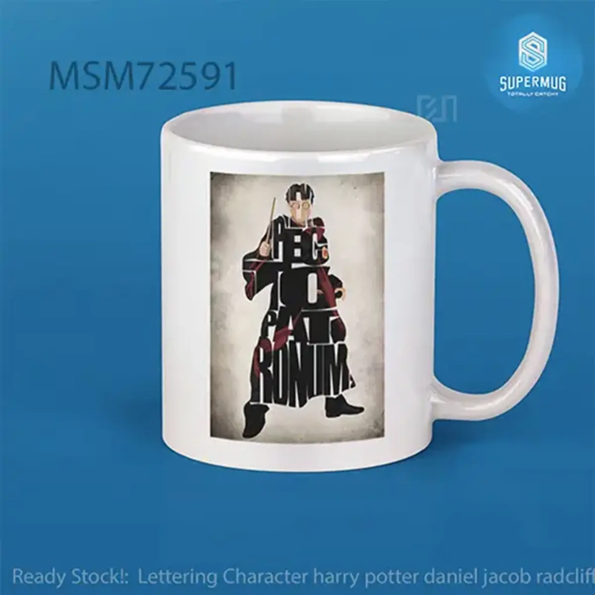 Desain Lettering Character Harry Potter (Daniel Radcliffe) – Super Mug