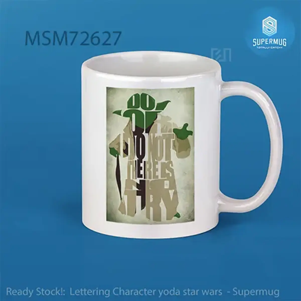 Desain Lettering Character Yoda (Star Wars) Mug