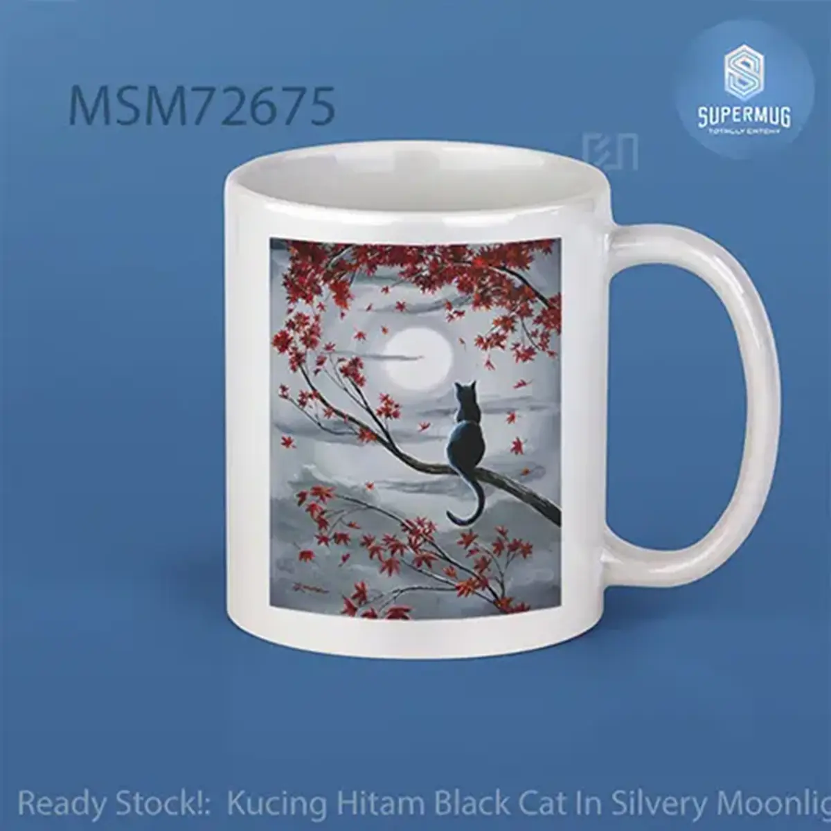 Black Cat In Silvery Moonlight Mug
