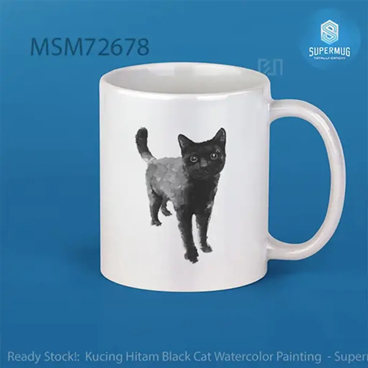 Black Cat Watercolor Painting Mug