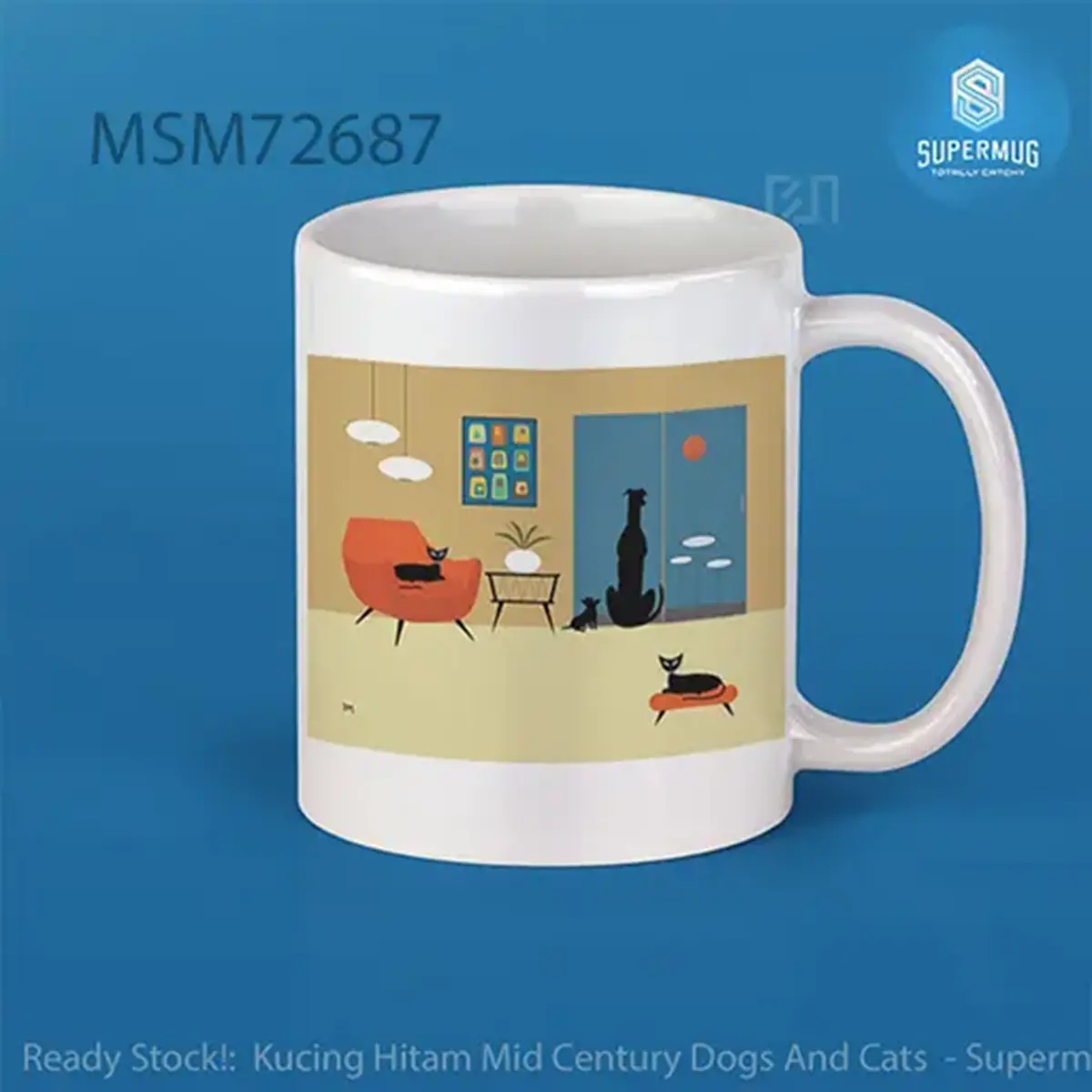 Mid Century Dogs And Cats Mug