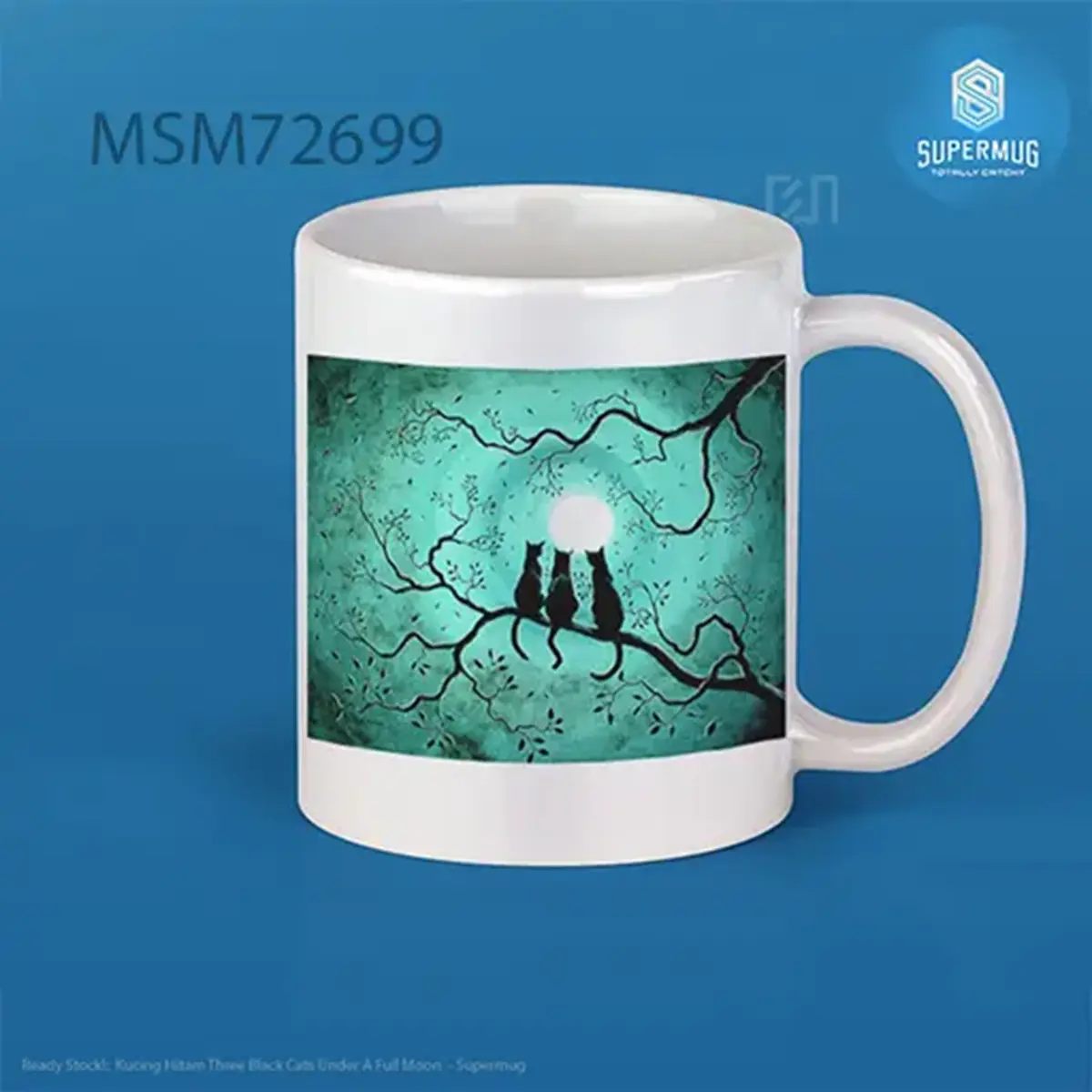 Three Black Cats Under A Full Moon Mug