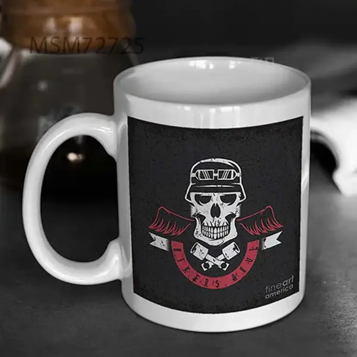 Biker Theme Grunge Label With Pistons Mug