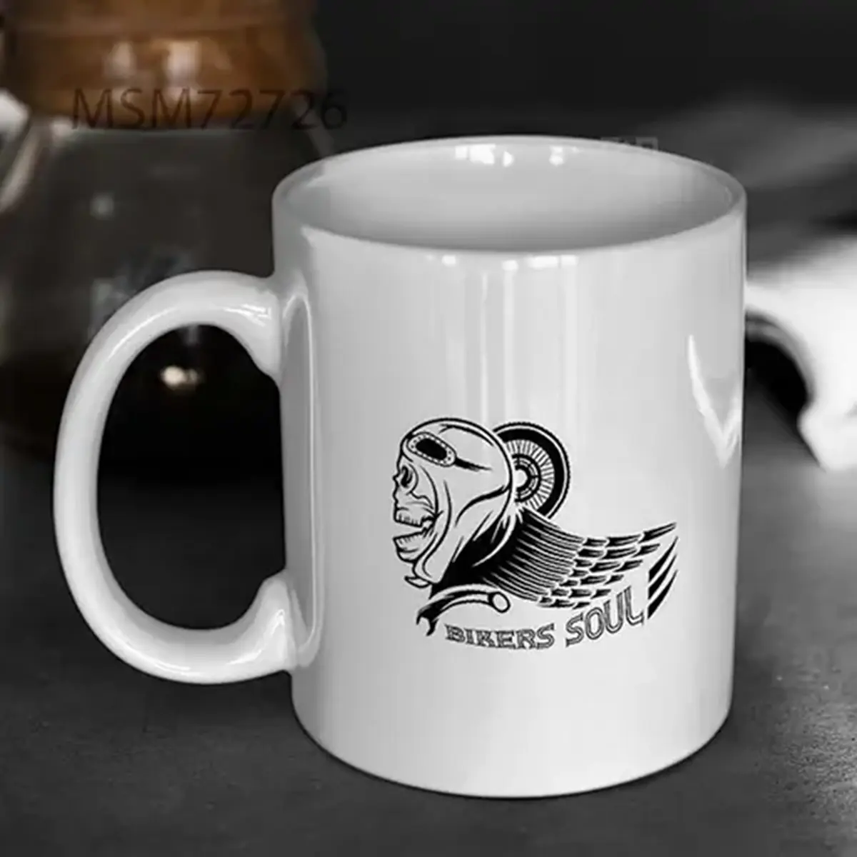 Bikers Theme Label With Skullwheel Mug