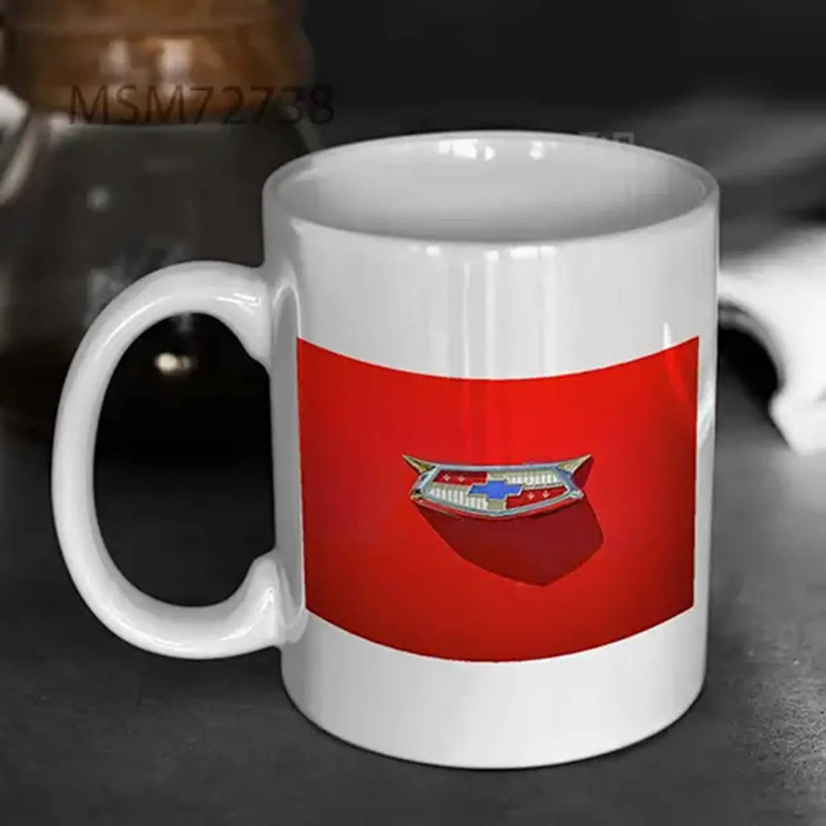 Chevrolet Emblem On A 55 Chevy Trunk Mug
