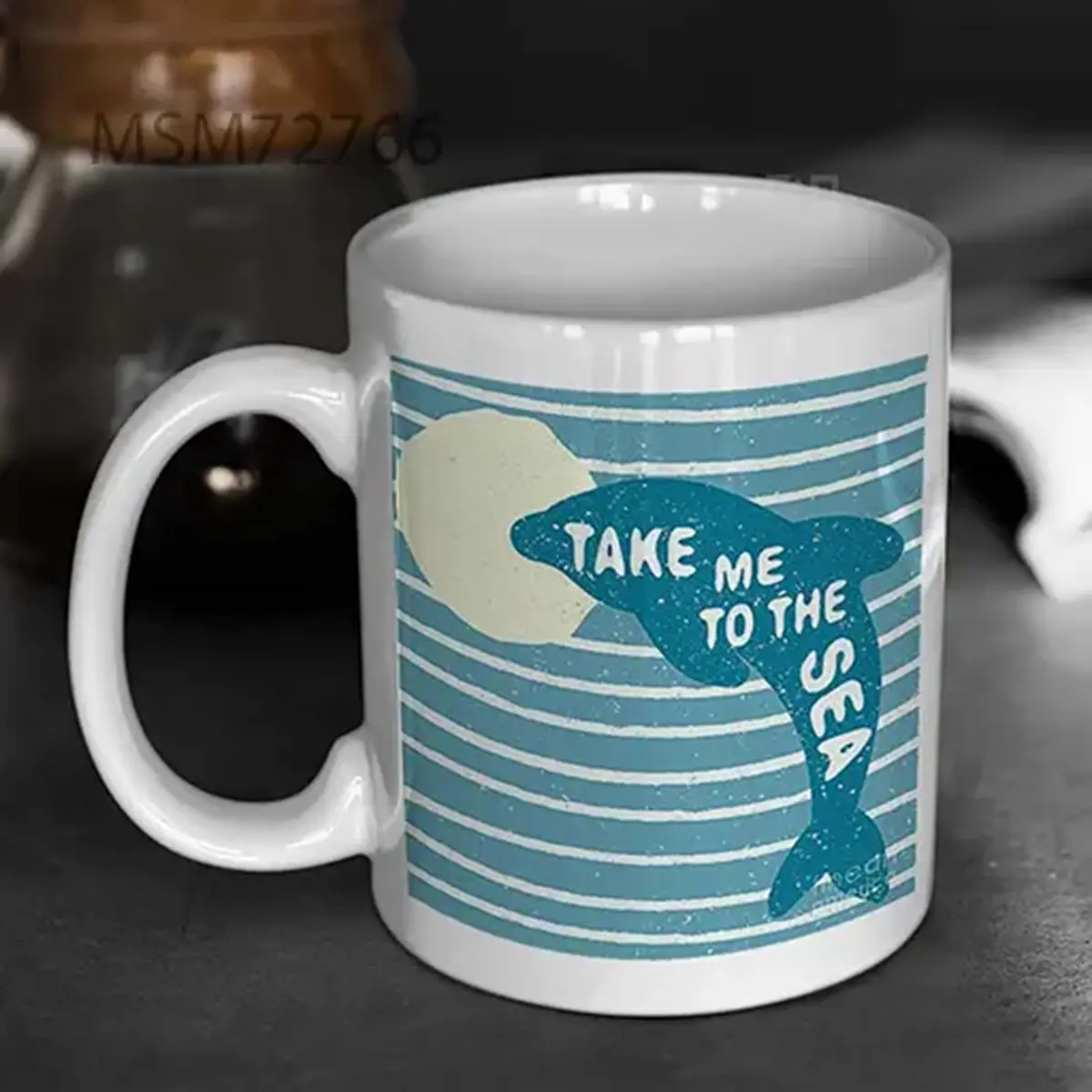 Hand Drawn Vintage Poster With Dolphin Davidovka Mug