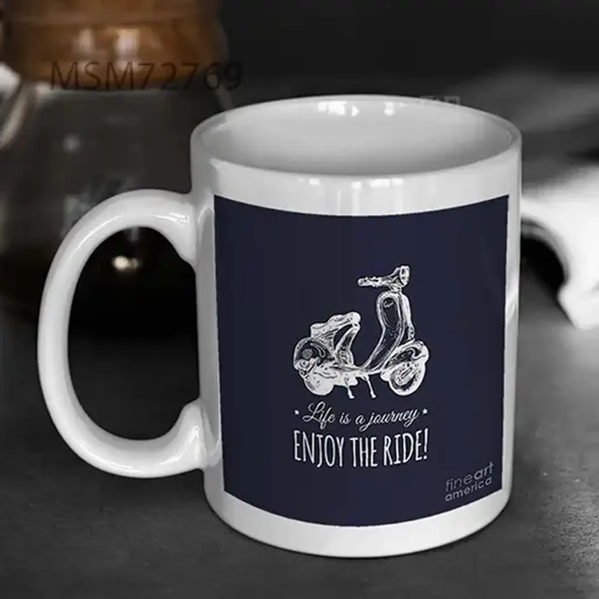 Hand Sketched Scooter Banner With Vlada Young Mug