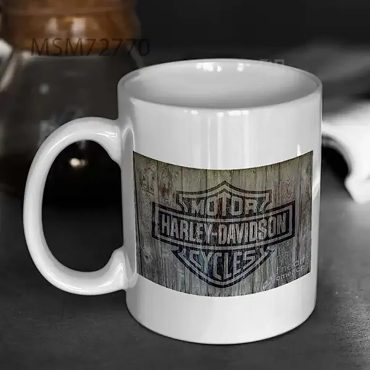 Harley Davidson Logo Aged Wood Randy Steele Mug
