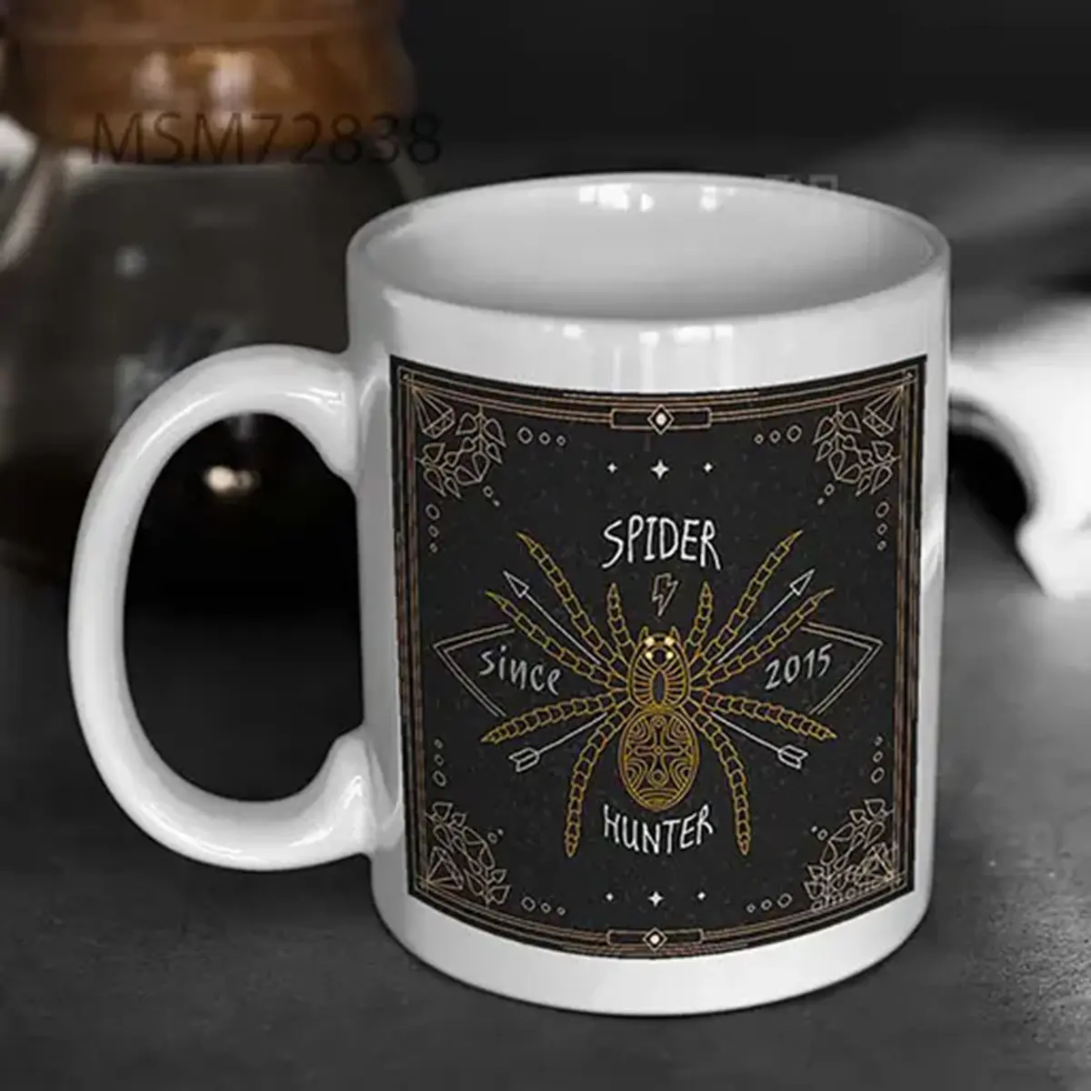 Stylish Thin Line Spider Label Vintage Mug