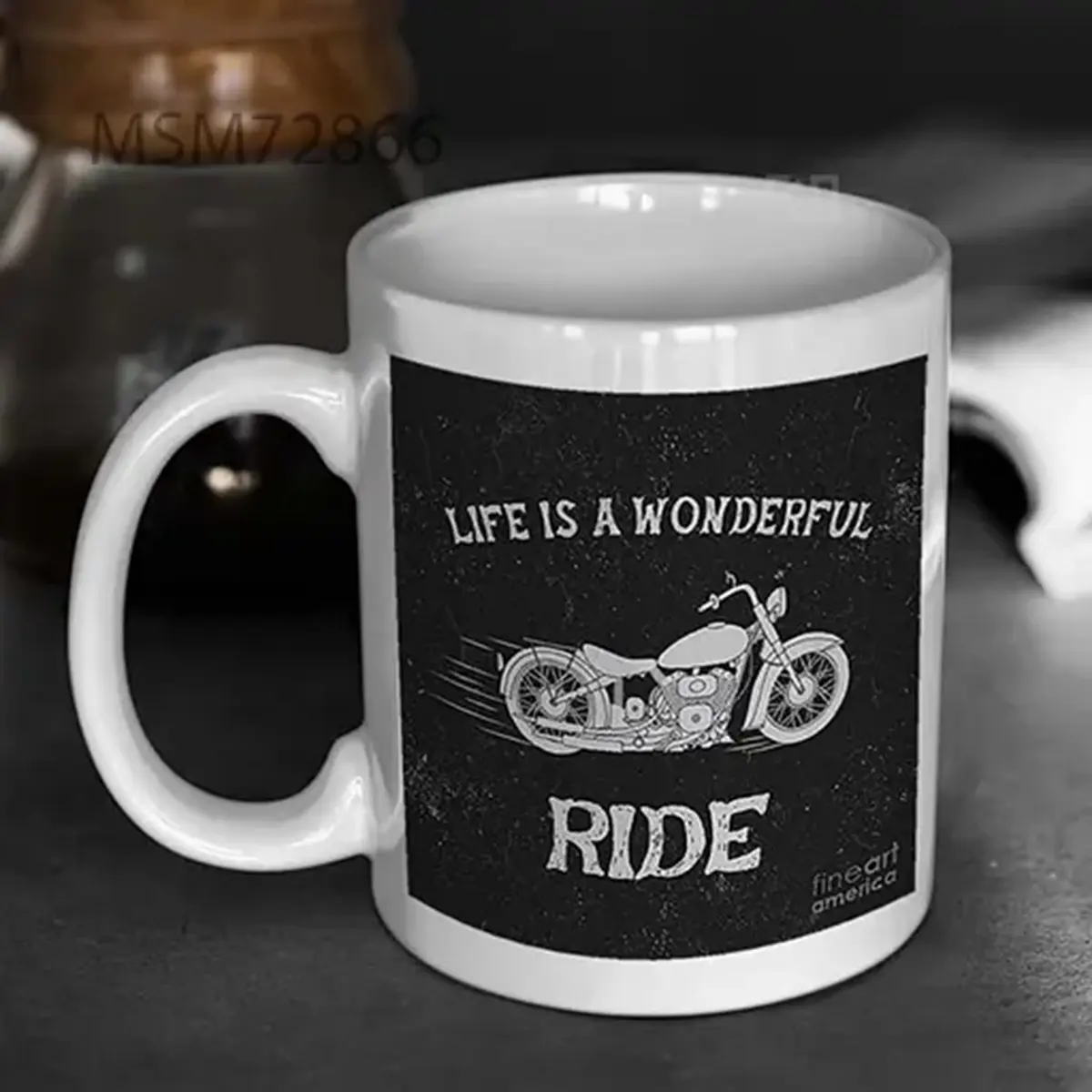 Vintage Label With Motorcycle Mug