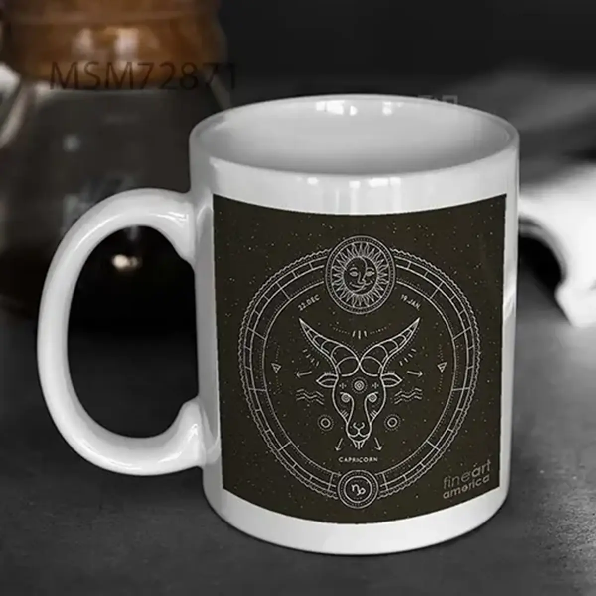 Vintage Thin Line Capricorn Zodiac Sign Mug