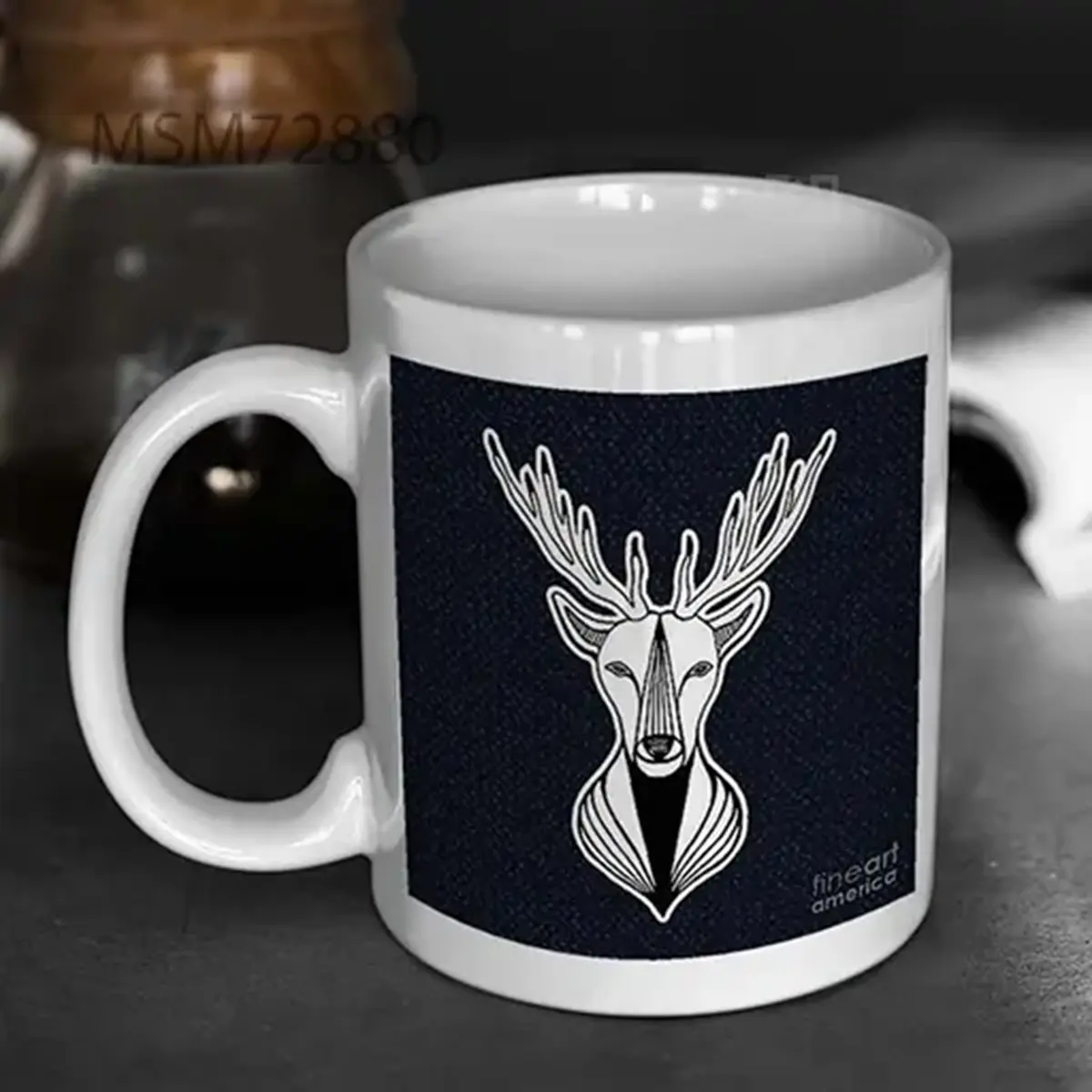 work With Deer Head Hipster Print Mug