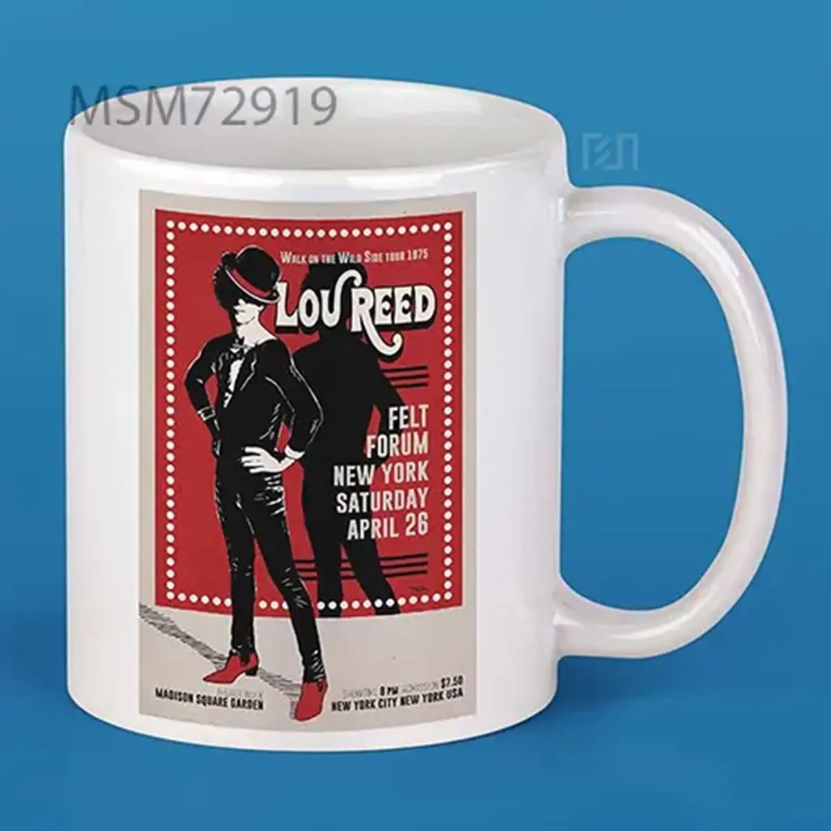 Lou Reed 1975 Concert Poster Mug